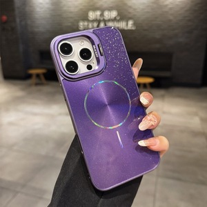 New Ice pha lê CD kết cấu long lanh vòng tròn tốt từ trường hợp điện thoại cho iPhone 16 15 14 13 Pro Max với Hidden lens Bracket Bìa - Product Image 5