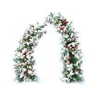 En gros Personnaliser Fleur Blanche Mariage Corne Arc Fond Vert Feuille Rose Hortensia Artificielle Corne Fleur Arche