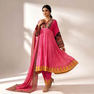 Vestido Tradicional Afgano para Mujer con Bordado Intenso, Vestido Maxi Étnico Afgano - Diseño Tradicional con Bordado Intenso - Product Image 1
