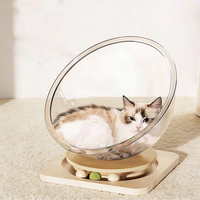 Lit pour chat en forme de capsule spatiale, plateforme rotative, léger, durable, écologique, interactif, semi-fermé, en plastique et bois, moderne, pour chats