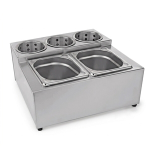 Commercial Buffet Station Countertop Stainless Steel Cutlery Holder and GN <b>Pan</b> Rack - Product Image 1