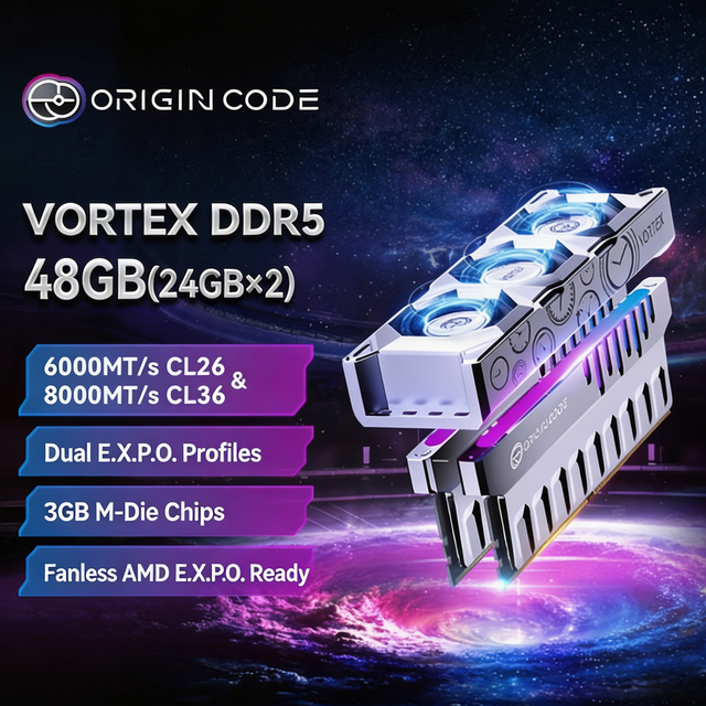 Bulk Wholesale Factory Price ORIGIN CODE Vortex 48GB DDR5 6000 CL26 M-die Silver ARGB RAM Kit Bulk Desktop Gaming in Stock