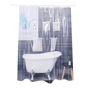 <span class=keywords><strong>Rideau</strong></span> <span class=keywords><strong>de</strong></span> <span class=keywords><strong>douche</strong></span> <span class=keywords><strong>transparent</strong></span> imperméable en PEVA <span class=keywords><strong>avec</strong></span> poche <span class=keywords><strong>de</strong></span> rangement en maille pratique - Product Image 5