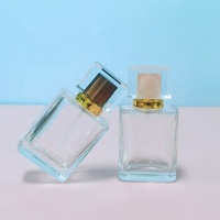 Venta al por Mayor de Botellas de Perfume de Vidrio Cuadradas Transparentes de 30ml 50ml 100ml con Pulverizador y Serigrafía Personalizada con Logotipo