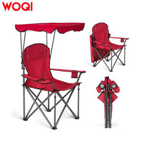Fauteuil de plage pliable Woqi avec porte-gobelet rouge, chaise de camping d'extérieur pour la randonnée et les voyages - Product Image 1