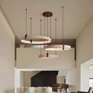 Lustre suspendu LED pleine gamme de style zen rétro chinois, en pierre de grotte jaune, pour hall de maison duplex, protection oculaire, design rétro - Product Image 1