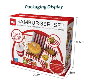 Jouets de <span class=keywords><strong>cuisine</strong></span> en bois unisexe pour enfants Jeu pour enfants Hamburger Colonne Simulation d'empilage d'aliments Ensemble de couches - Product Image 5