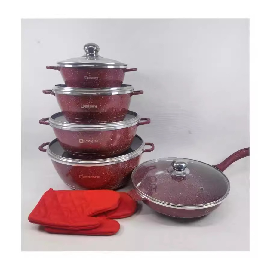 High Quality Pot Sets Non Stick Pan Set Granite Soup Pot Cookware Nonstick Frying Pan Cooking Pots Sets With Glass Lid · image 2