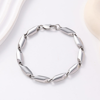 Bracelet chaîne à maillons en forme de feuille facettée en acier inoxydable pour hommes, 21 cm, bracelets à maillons tendance, poli, plaqué or 18 carats, vente en gros