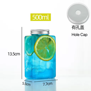 Square Plastic Empty 500ml <strong>Milk</strong> Tea Juice Water Beverage <strong>Bottles</strong> With Aluminum Caps - Product Image 6