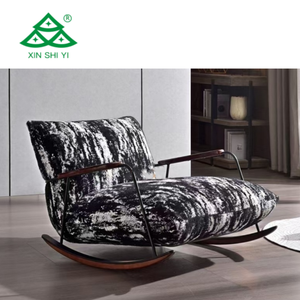 Chaise berçante de luxe nordique moderne bois tissu cuir ensembles velours aile meubles de maison salon canapé salon chaises d'appoint - Product Image 1