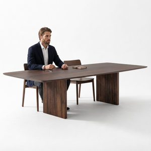 Solid <b>Walnut</b> Rectangular Wooden Dining <b>Table</b> Contemporary Design Foldable Metal Legs 4-Seater for Home Dining Room Home Hotel - Product Image 1