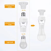 Douille de Lampe E27, Adaptateur à Détection de Mouvement Infrarouge PIR à 360 Degrés, Support d'Ampoule Intelligent, Interrupteur AC 85-265V
