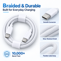 Kabel USB C ke USB C 65W Multi Warna, Jalinan Nilon, OEM Grosir untuk Aksesoris Ponsel E-commerce Ritel