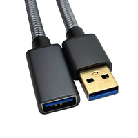Câble d'extension USB en nylon tressé câble d'extension USB 3.0 haute vitesse USB mâle à femelle pour clavier USB, souris, clé USB