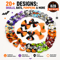 Noeuds pour animaux de compagnie Halloween : Élastiques doux et extensibles anti-traction pour chiens et chats, motifs citrouille, fantôme, chauve-souris, pour fêtes et accessoires photo