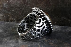 Anillo de Compromiso de Plata de Ley 925 con Ágata de Corte Ovalado Estilo Otomano Turco, Hecho a Mano, Chapado en Rodio, Engaste de Puntas, Estilo Vintage - Product Image 3