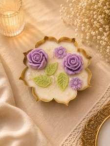 Customizable Purple Rose Scented Art <b>Candle</b> in Metal Jar Long Burn Floral Wax Decor for Home <b>Wedding</b> Birthday Party Religious Ta - Product Image 1