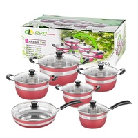 Ensemble de 12 Pièces Écologique en Acier Inoxydable Casseroles et Poêles avec Couvercle en Verre Compatible Induction Inclut Faitout, Poêle à Frire et Plus Encore