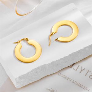 Geometric Hoop Earrings Stainless Steel Round Minimalist Fashion Jewelry - Product Image 3