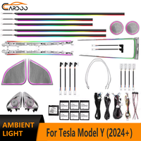 Lumière ambiante Cardoo pour Tesla Model Y 2024, éclairage LED dynamique 64 couleurs pour l'intérieur de la voiture, accessoires de mise à niveau de la lumière du cache-haut-parleur