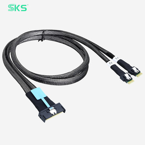 Câble Y haute vitesse MCIO vers double SFF-8654 avec isolation PTFE pour stockage NVMe interne de serveur (SFF-TA-1016 vers 2x SFF-8654) - Product Image 1