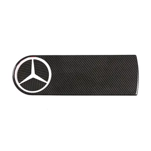 Serat karbon mobil cadangan roda penutup ban stiker lencana Emblem Styling untuk Mercedes Benz AMG