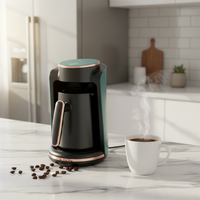 Nouvelle machine à café 4 tasses avec écran LED, en acier inoxydable, expresso automatique, cafetière à filtre américaine, cafetière italienne et turque