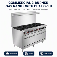 Fourneau à gaz commercial en acier inoxydable pour restaurants et traiteurs, avec protection arrière, 360000W