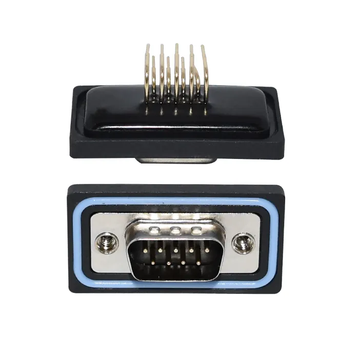 DB9 Ip67กันน้ำชนิดยึดแผงโซลิดชนิด9พิน15พิน25ขาขั้วต่อสีดำ USB แหวนยางไฟ PA66สัญญาณ + GF