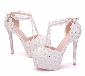 BS012 nuevos <span class=keywords><strong>zapatos</strong></span> <span class=keywords><strong>de</strong></span> boda con diamantes <span class=keywords><strong>de</strong></span> imitación con cuentas <span class=keywords><strong>de</strong></span> encaje 14cm Sandalias <span class=keywords><strong>de</strong></span> tacón alto <span class=keywords><strong>zapatos</strong></span> <span class=keywords><strong>de</strong></span> graduación <span class=keywords><strong>de</strong></span> tacón alto con plataforma <span class=keywords><strong>de</strong></span> punta redonda - Product Image 2