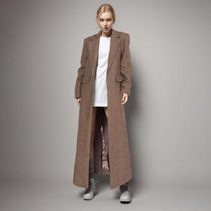 Blazer de Mujer con Cuello en V, Manga Larga, Tejido de Lana, Cierre de un Botón, Listo para Enviar - Product Image 1