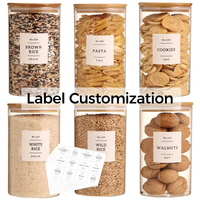 Vente en gros de pots de rangement de cuisine en verre borosilicate de haute qualité, personnalisés, pour bonbons, café, aliments, épices, avec couvercle en bambou