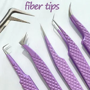 Fiber Tip Private Label Custom Lash Tweezers Set Thin Straight Volume 45 Degree Tweezers Eyelash Extension 90 Degree Tweezer