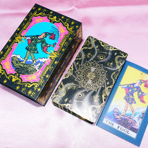 高品质批发定制环保 PVC 金箔防水塔罗牌带用户手册家庭使用黑金太阳设计 - Product Image 5