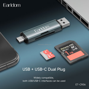 Lecteur de cartes Earldom 3 en 1 prend en charge le transfert de données, avec deux emplacements SD/TF. USB·USB-C· Plug and Play - Product Image 2