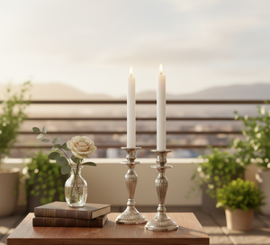 Ensemble de bougies coniques blanches classiques, 2 pièces, faites à la main, en cire de soja et de paraffine, sans fumée, non parfumées, pour la décoration de la maison et les fêtes - Product Image 3