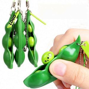 Pea Pod <b>Fidget</b> Keychain Toy Stress Relief Edamame Squeeze Novelty Decompression Gift for Promotions - Product Image 1