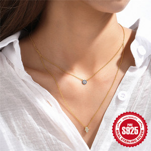 SPJ Plata 925 Original al por Mayor, <span class=keywords><strong>Collar</strong></span> <span class=keywords><strong>de</strong></span> Mano <span class=keywords><strong>de</strong></span> Fátima y Ojo Turco, Joyería <span class=keywords><strong>de</strong></span> Plata <span class=keywords><strong>de</strong></span> Ley S925 con Protección en Capas - Product Image 3