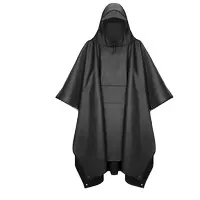 Đen 170T polyester với PVC lớp phủ Poncho với mui xe chuỗi