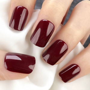 <span class=keywords><strong>Faux</strong></span> <span class=keywords><strong>ongles</strong></span> <span class=keywords><strong>bordeaux</strong></span> foncé (rouge cerise) brillants, couleur unie, à presser, 24 pièces, courts, carrés, réutilisables - Product Image 4