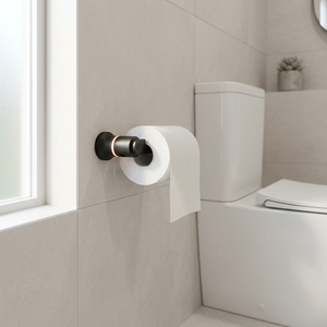 Porte-rouleau de papier toilette LED contemporain de luxe, mural, éclairé, noir mat, accessoires de salle de bain - Product Image 1