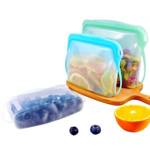 Sacs de conservation alimentaire en silicone réutilisables, anti-fuite, de qualité alimentaire, sans BPA, hermétiques, multi-tailles, avec logo personnalisé, vente en gros pour les ménages - Product Image 1