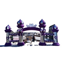 Arche de mariage gonflable personnalisable avec décoration violette et argentée au design de cygne pour les mariages en plein air, les événements et les fêtes