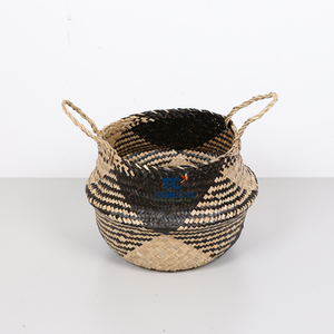 Panier pliable fait main de taille personnalisée Panier de rangement en jonc de mer naturel avec poignées pour cadeaux décoratifs pour la maison Prix de gros - Product Image 3