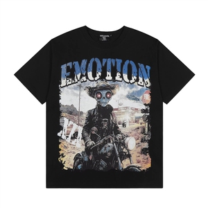 <span class=keywords><strong>T</strong></span>-<span class=keywords><strong>shirt</strong></span> Casual Estiva Oversize in Maglia Stile Street con Stampa <span class=keywords><strong>Motociclista</strong></span> EMOTION e Lettere in Strass a Vita Alta - Product Image 2