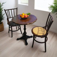 Ensemble table et chaises longues de style américain vintage en bois massif, dossier Windsor antique, personnalisable, pour salle à manger commerciale