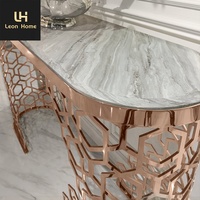 Table de console en marbre naturel, design italien moderne, en acier inoxydable, table de luxe, meubles de maison