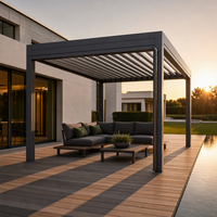 Pergola en aluminium avec lames motorisées imperméables et gouttière, taille personnalisée pour jardin, terrasse, patio, espace de loisirs extérieur