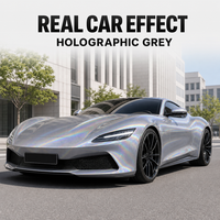 Film de protection de voiture en TPU holographique gris 1,52*15m 7,5mil, finition mate prismatique, résistant aux UV, pour enveloppement et décoration automobile